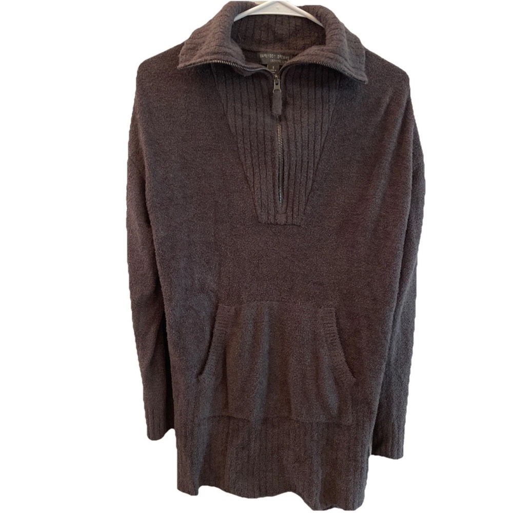Barefoot Dreams Cozychic Lite Half Zip Tunic Sweater Small Boho Comfort Gray